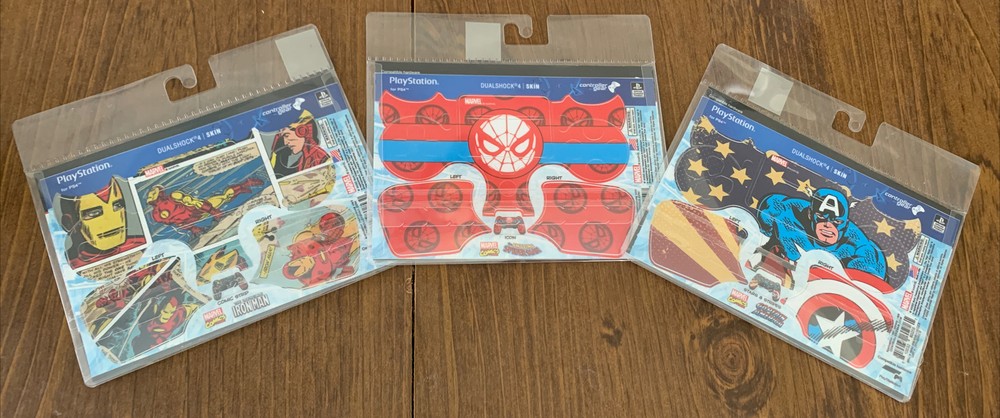 Marvel Comics PS4 Controller Skins (Iron Man, Spider-Man & Captain America) New