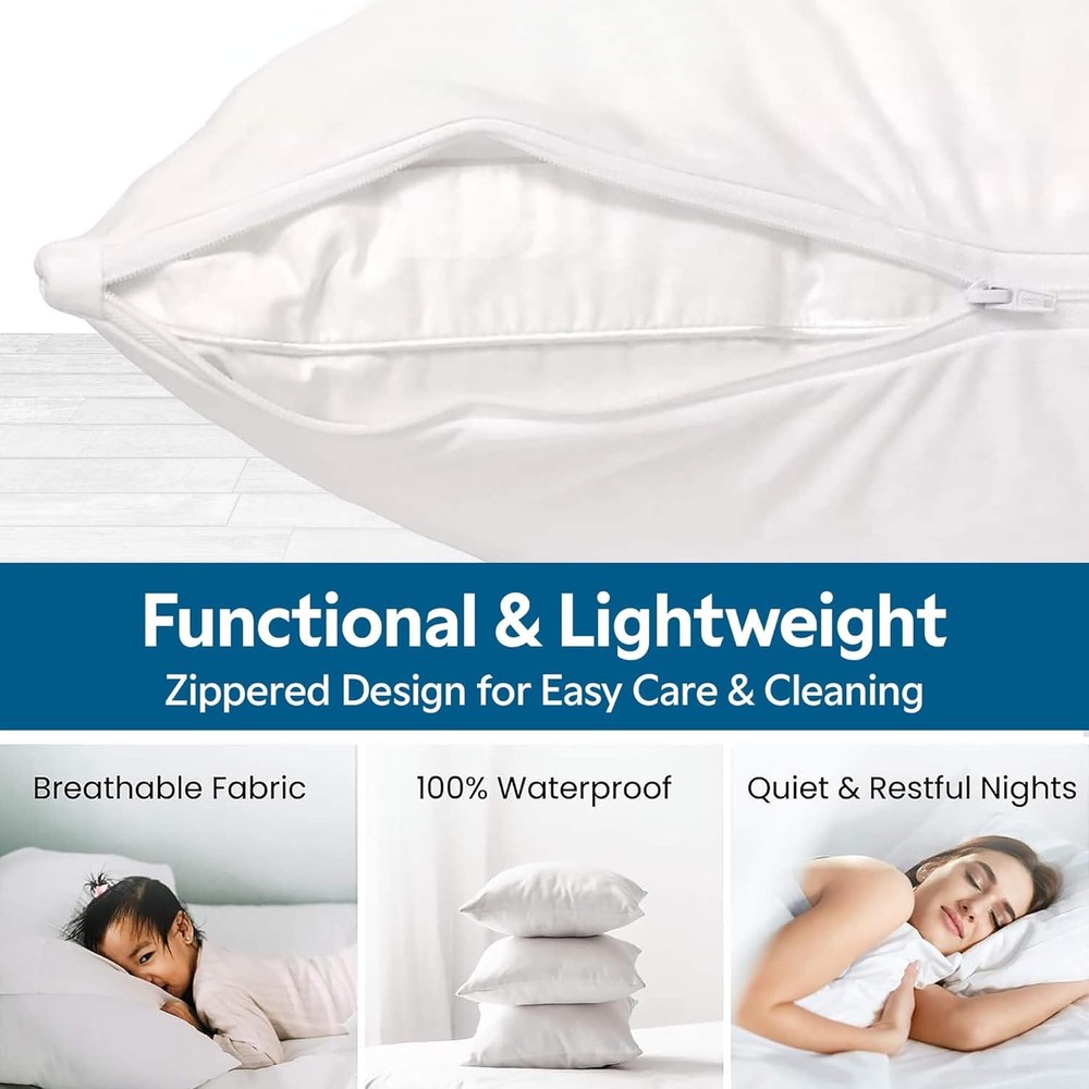 Jersey Knitted Pillow Protector with Zipper Queen Size - 8 Pack - 100%