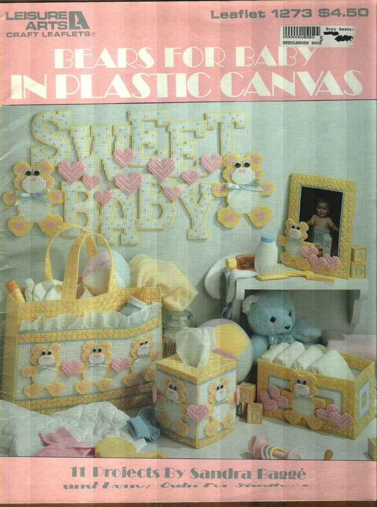 USED BEARS FOR BABY 11 DESIGNS NURSERY DECOR PLASTIC CANVAS PATTERN BOOK