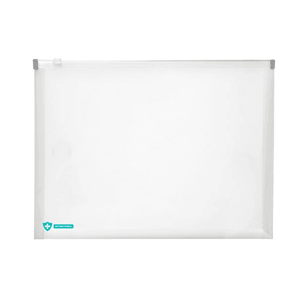 NEW 10x Marbig Antimicrobial Document Wallet Zip Closure Folder Clear
