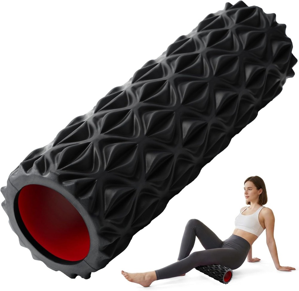 Foam Roller for Deep Tissue Massager, 15" High Density Diamond-Shaped Texture, M