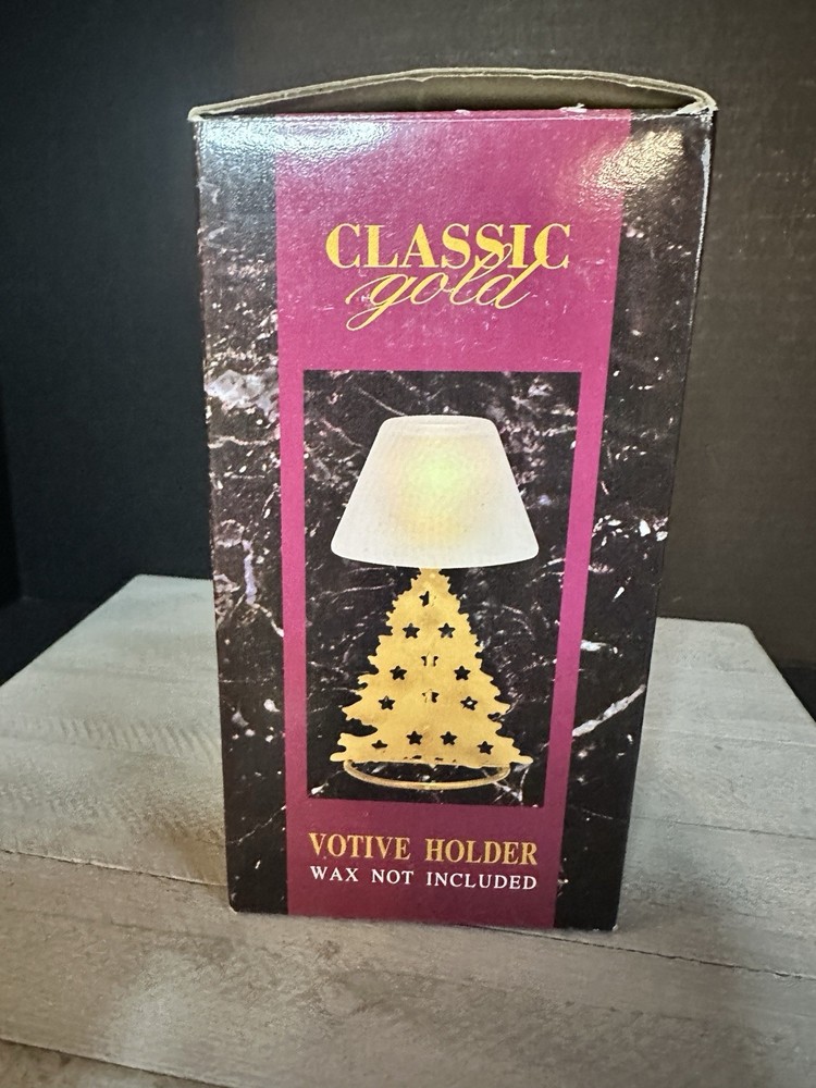 Classic Gold - Christmas Tree - Votive Holder - Open Box-