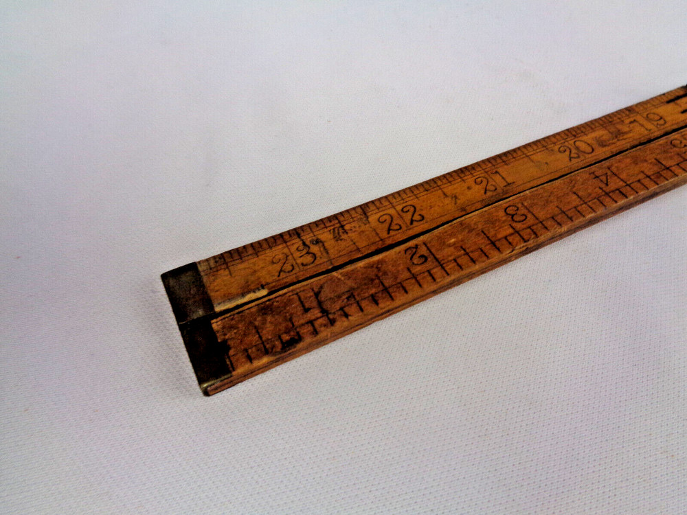Antique Stanley Tools Boxwood & Brass Folding Ruler No 67 /68