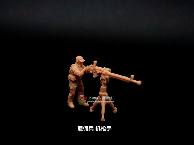 1/72 Terrorist/Special Forces/mercenary machine gunner 3 man model (3D printed)