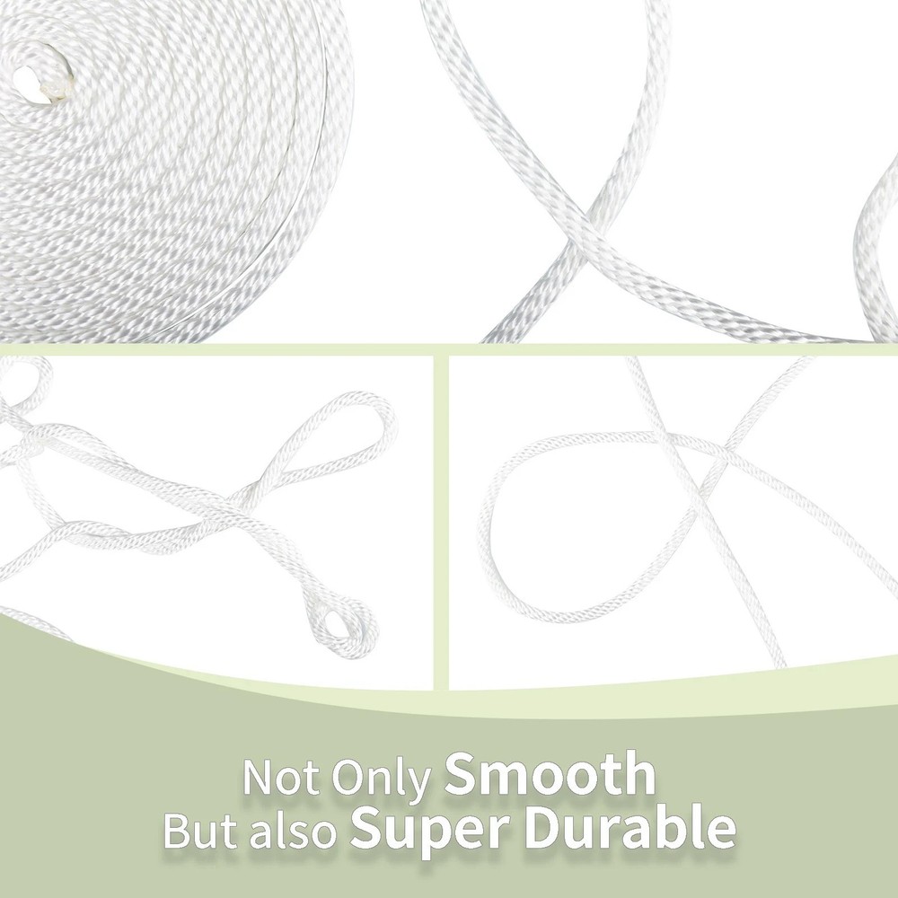 3/8 200'' White Industrial Smooth Solid Braid Nylon Polyester Derby Rope