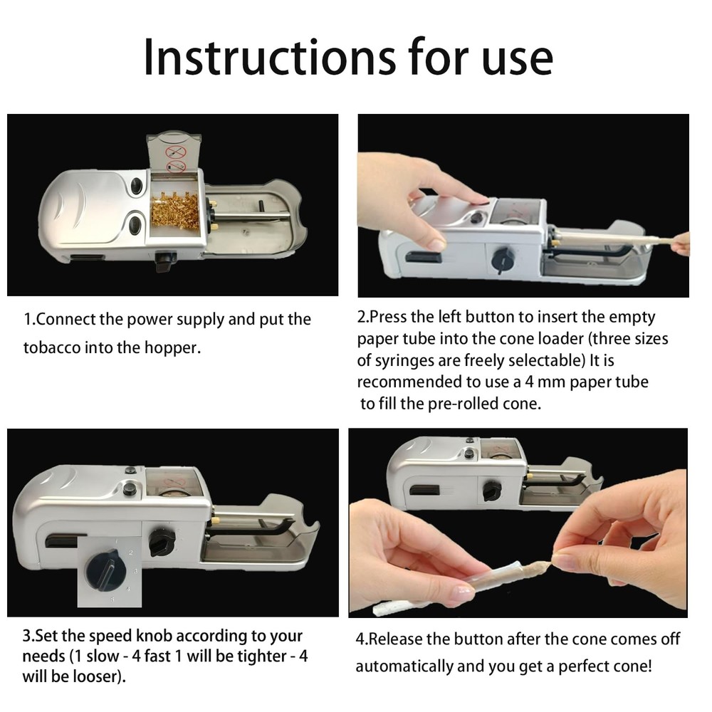 Electric Automatic Cigarette Cone Rolling Machine, Portable Pre-Rolled Loader...
