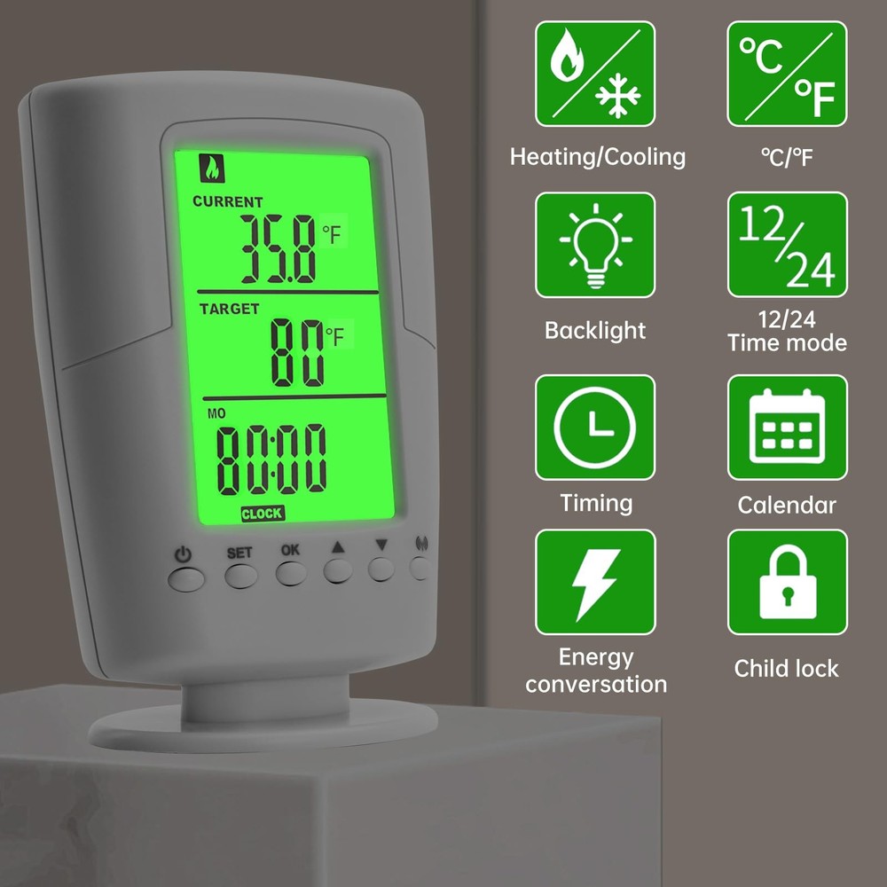 Diymore WTC100 Wireless Thermostat - Digital Temperature Controller White