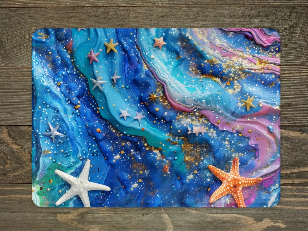 Starfish Glass Cutting Board Tempered Glass Ocean Decor Personalized Gift