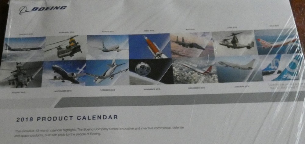 BOEING 2018 CALENDAR SEALED