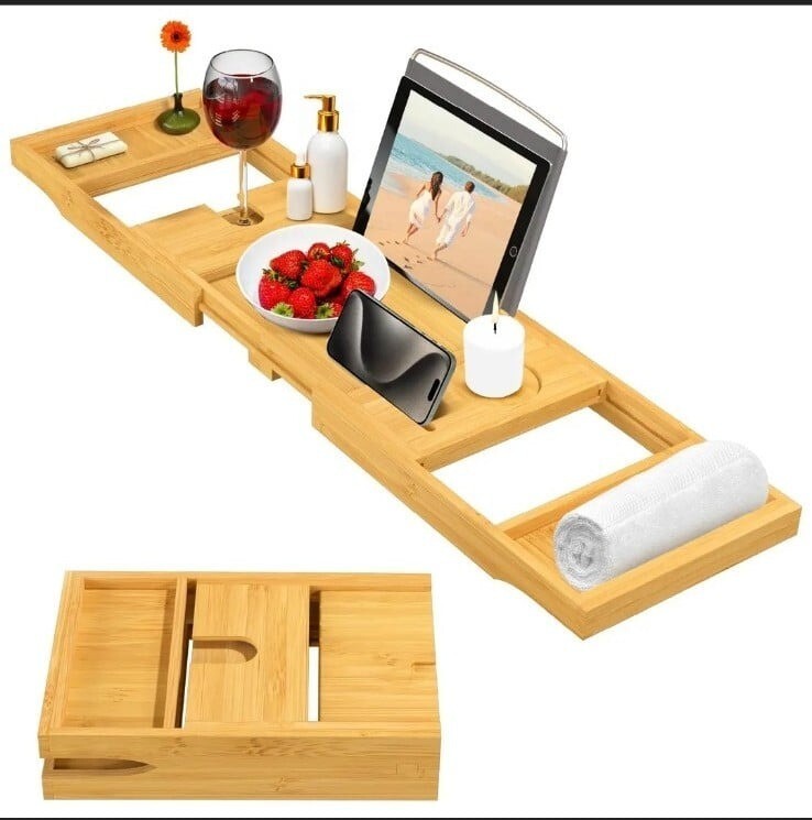 Foldable Bamboo bath Tray