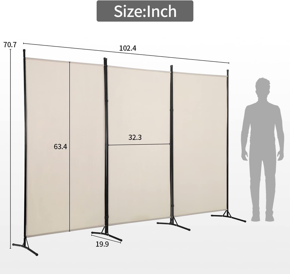 3 Panel Room Divider Folding Privacy Screen 5.9FT Partition Room Separators W/