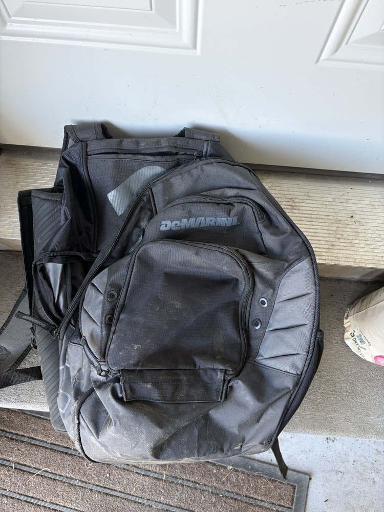DeMarini Black Gray Baseball Backpack Polyester Zip Shoulder Strap