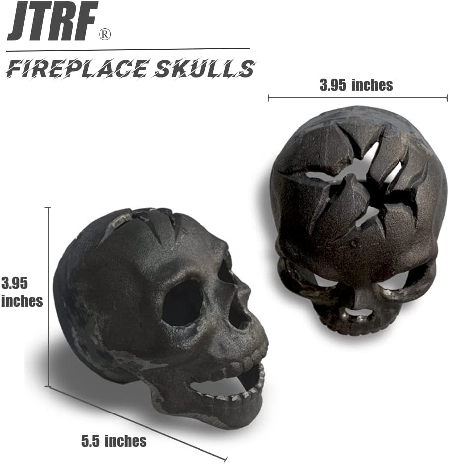 JTRF 2pcs Refractory Materials Fireproof Imitated Human Fire Pit Skulls Gray