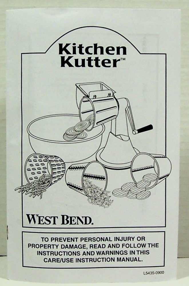 Kitchen Kutter West Bend Manual Food Vegetable Processor w/4 Cones Finger Guard