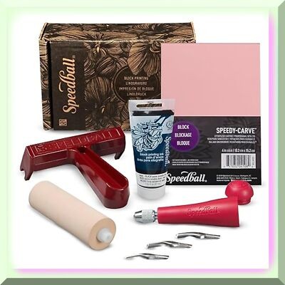 Complete Block Printing Kit with Ink and Tools