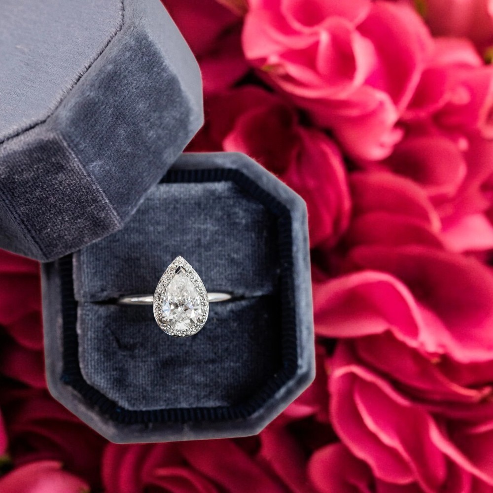 950 Platinum Semi Mount Ring 0.20 Carat Diamond Pear Cut Setting E F VVS2