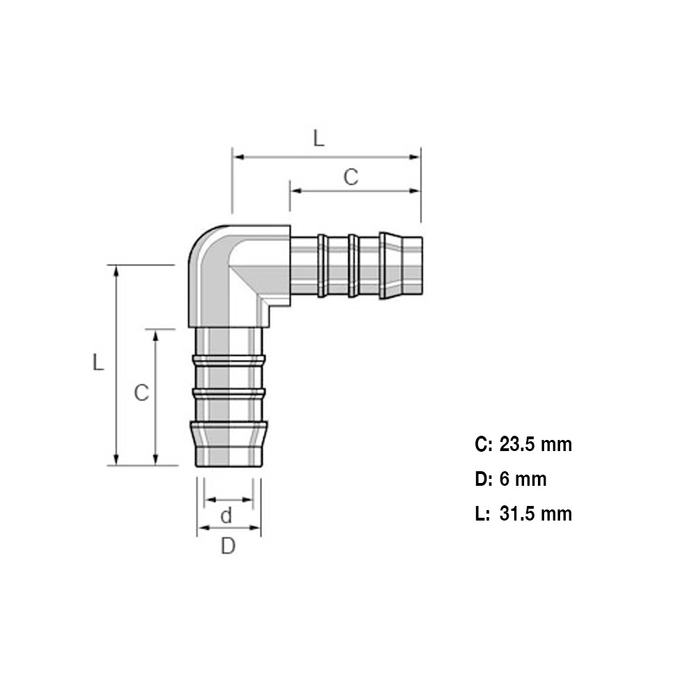 Tefen Fitting Elbow Hose Connector 3/4" 10 Pack