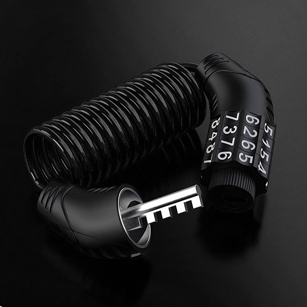 2pcs Motorcycle Helmet Lock Cable, Anti-Theft Retractable Black