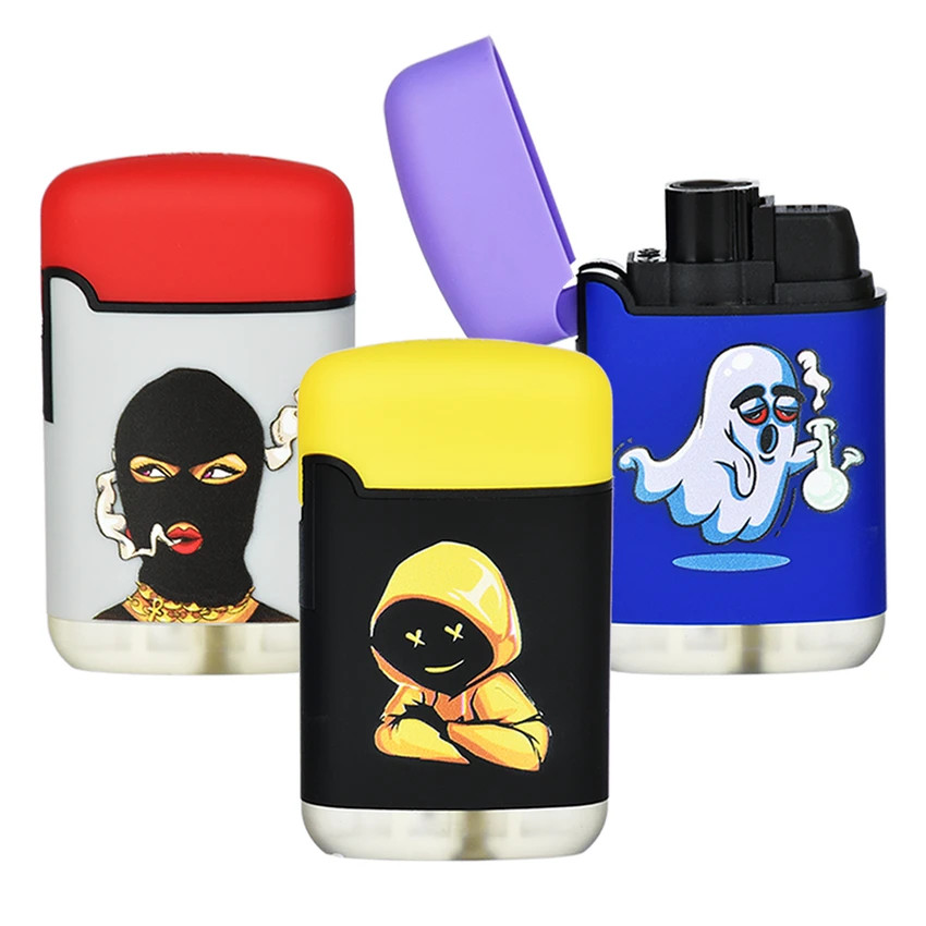 Zengaz Windproof Jetflame Refillable Lighters, 2-Pack Mixed Designs