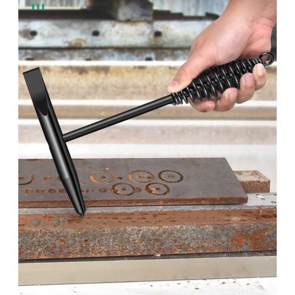 Welding Chipping Hammer with Coil Spring Handle Cone Vertical Chisel for Slag