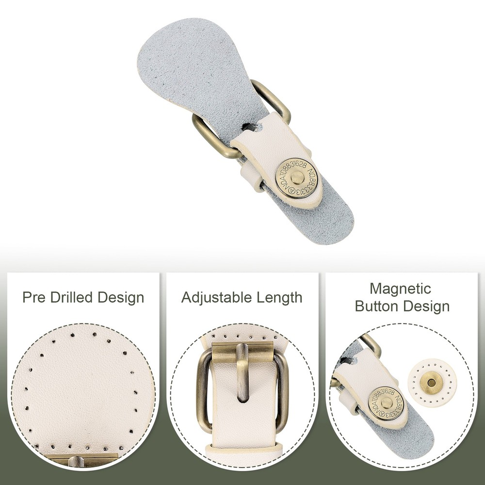 Leather Snap Buckles Snap Button Closure, 2 Pcs Magnetic Snaps, Light Khaki