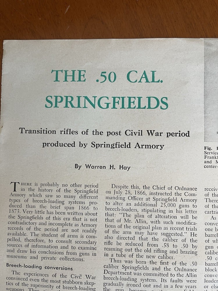 1959 Magazine Article Print Ad .50 Caliber Springfield’s Gun Ammunition Article