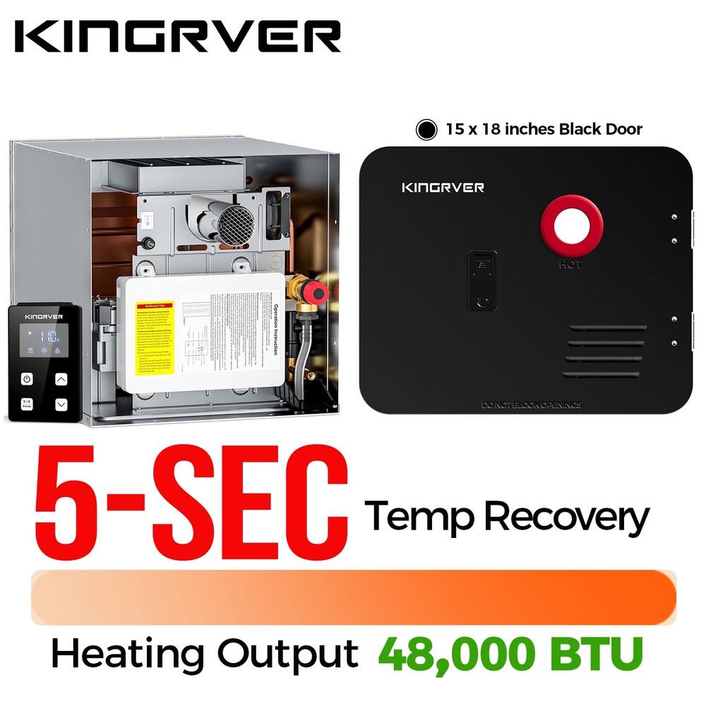 48000BTU RV Water Heater On-Demand Instant Hot Water W/ 15"x18" Door + Remote