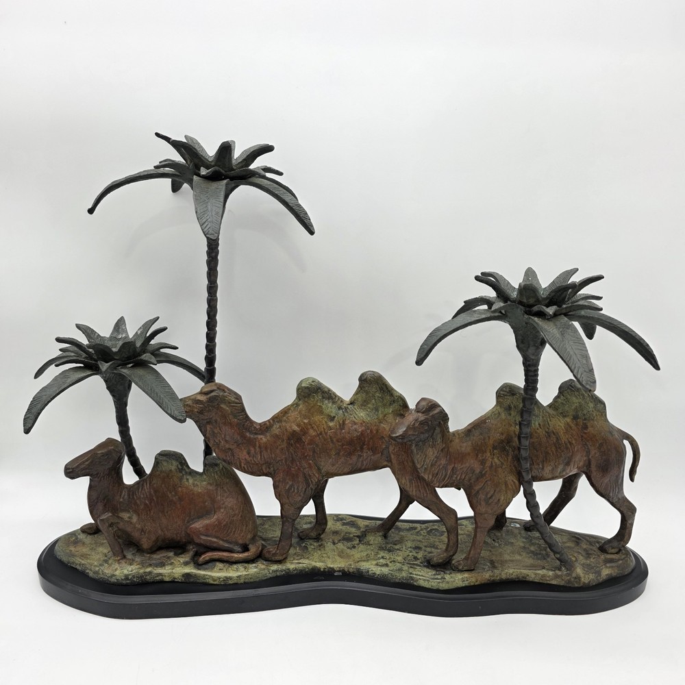 Orientalist Cold-Painted Bronze Middle Eastern Camel Form Candelabra