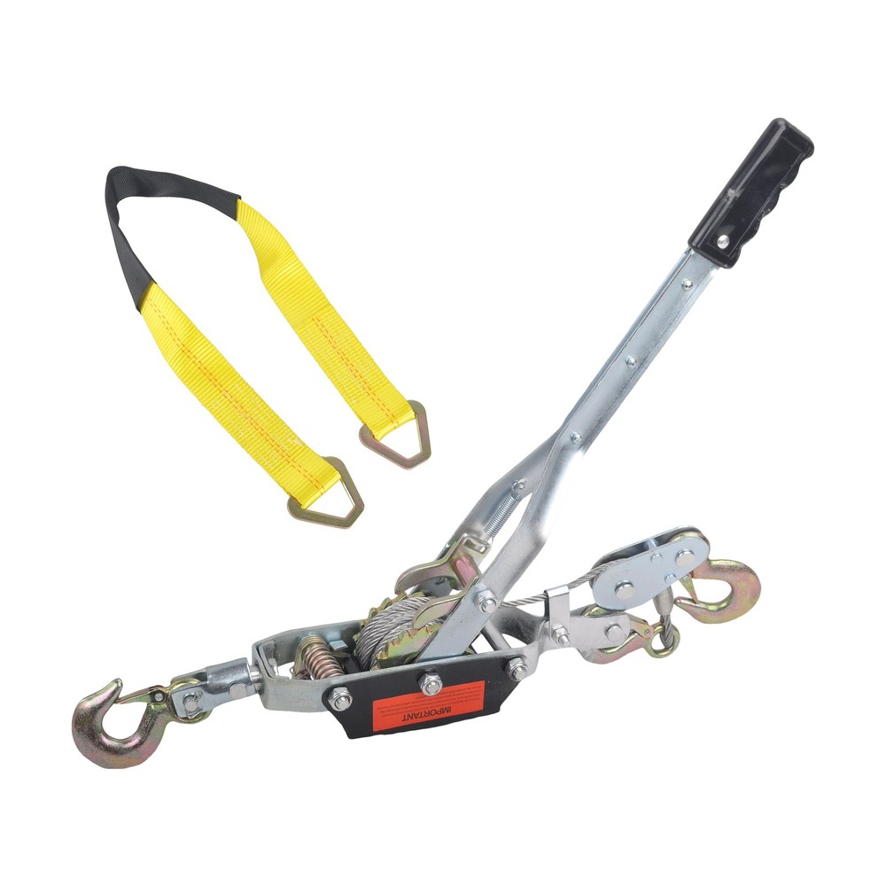 5 Ton 3 Hook Ratchet Come Along Puller & 2'' X 36" Axle Tie Down Strap w/ D Ring