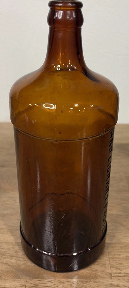 Antique Sanford’s Inks & Library Paste One Quart Bottle Embossed Amber 9.5”x3.5”