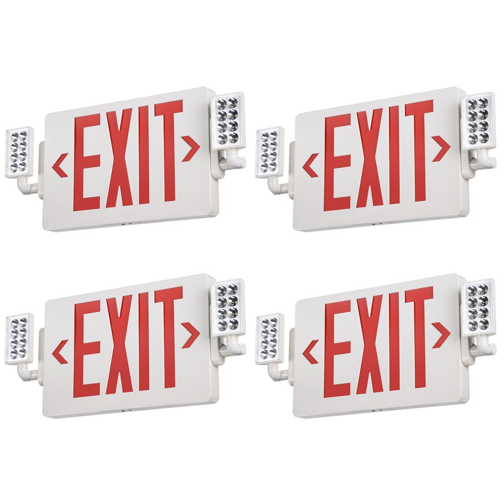 4 Pack Red Letter LED Exit Sign with Battery Backup, Two Adjustable Heads