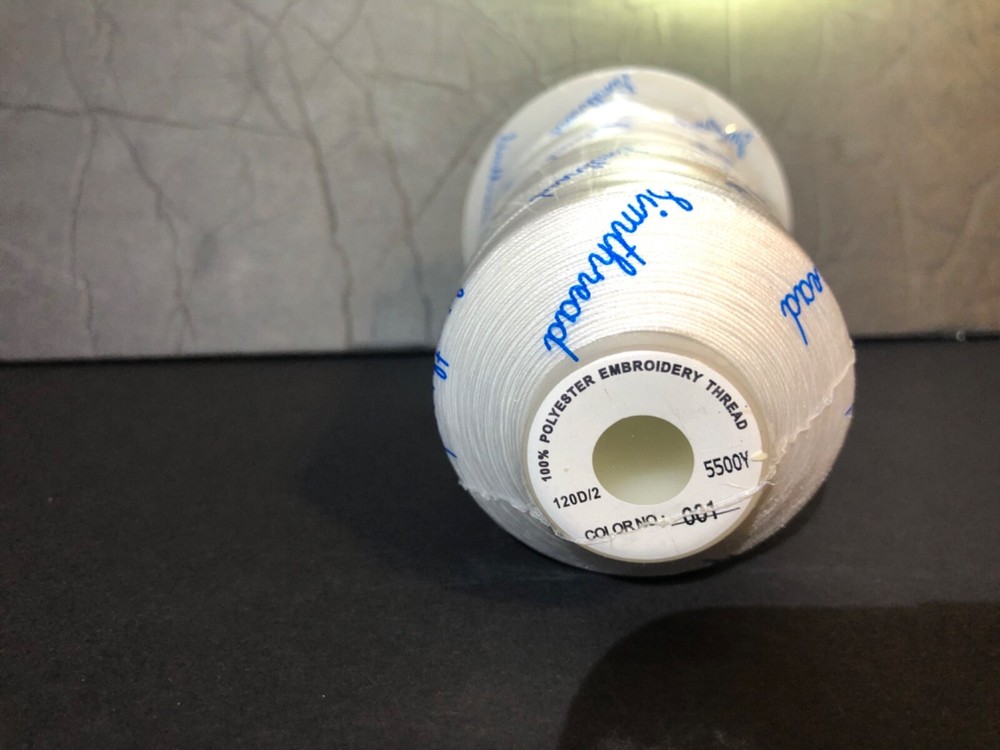 Embroidery Thread 5500 Yards White 001 100% Polyester
