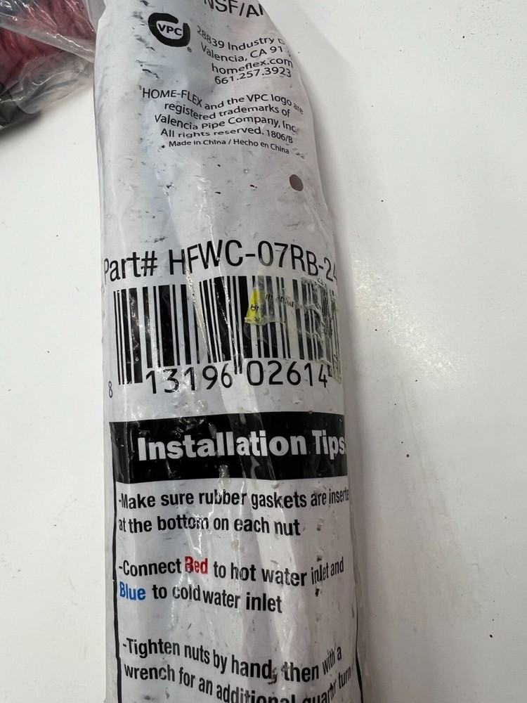 (QTY 2) Home Flex HFWC-07RB-24 3/4" FIP x 3/4" FIP 24" Water Heater Connector