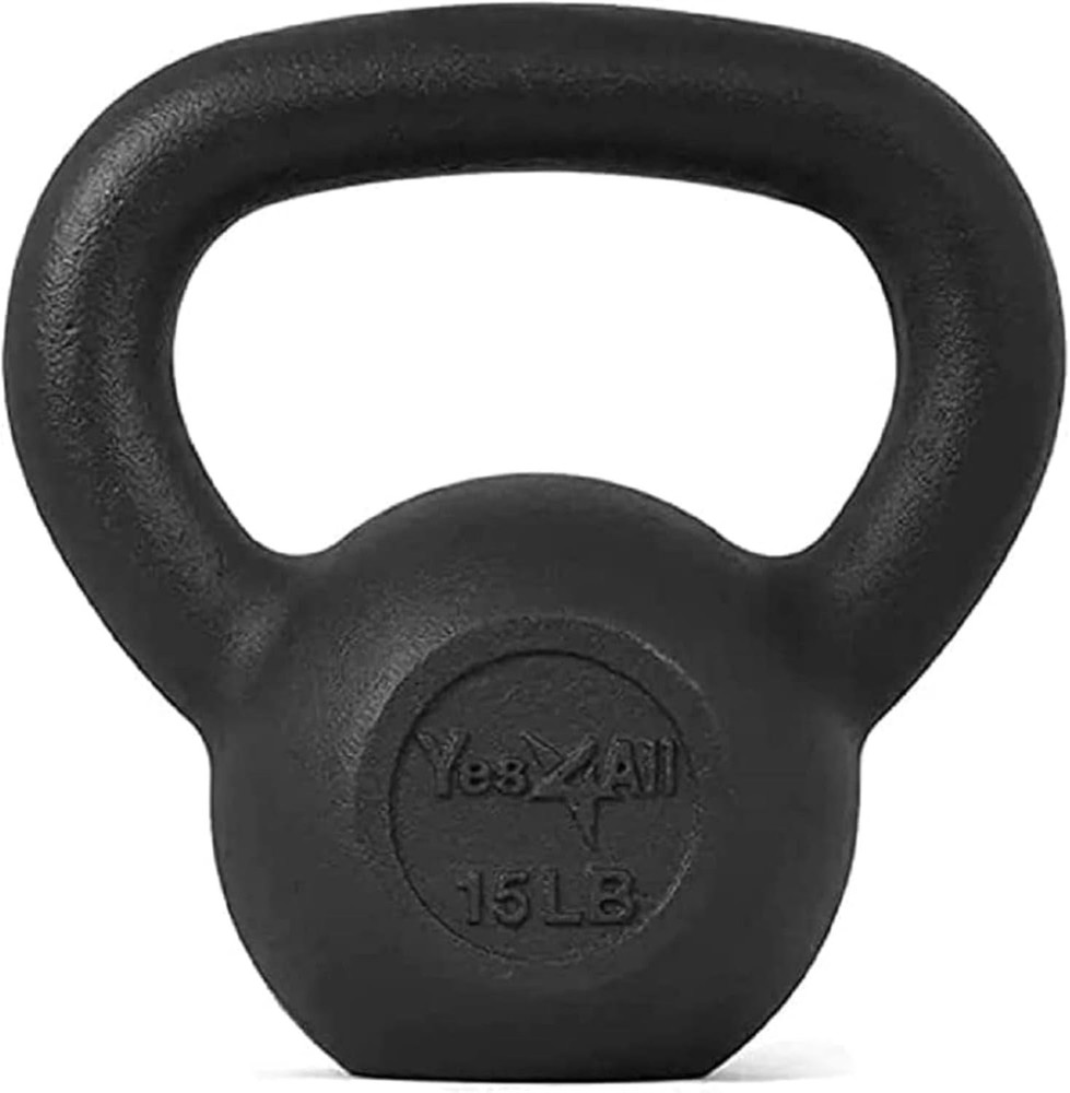 Cast Iron Kettlebell, Strength Training Kettlebells 15LB