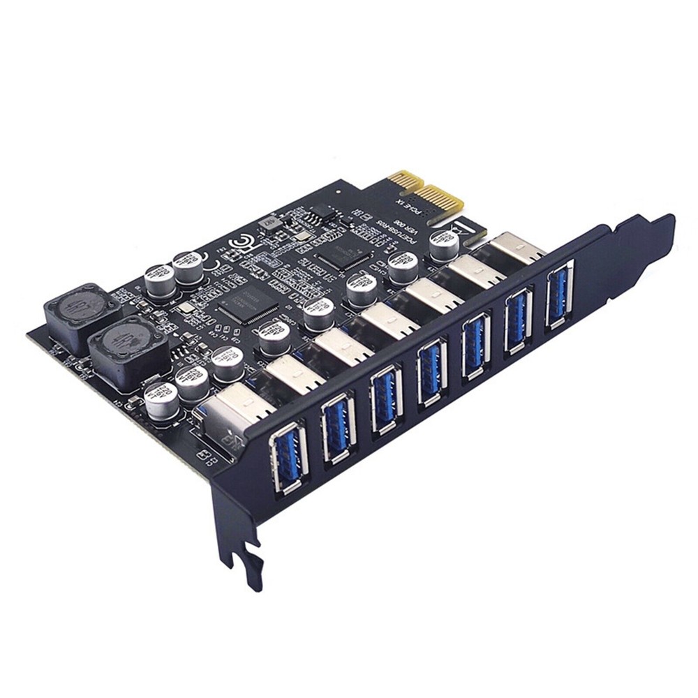 1 PC USB3.2 PCI-E Expansion Card Adapter 7 Ports Hub Adapter External Controller