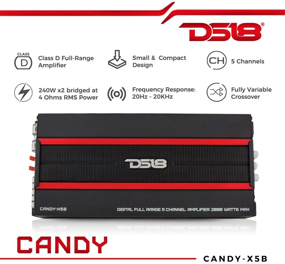 DS18 CANDY-X5B Digital Car Audio Amplifier Class D, 5 Channels, 2000 Watts Max