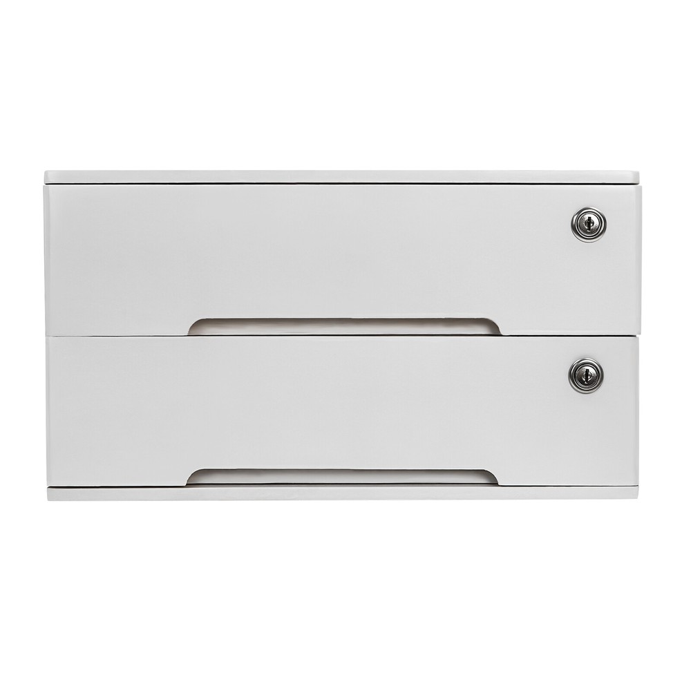 Compact Wooden 2-Drawer Desk Organizer Cabinet - Lockable Storage Solution