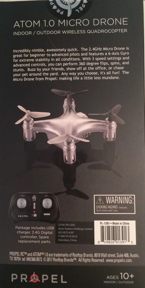 New Atom 1.0 Remote Control Micro Drone Indoor / Outdoor Wireless Quadrocotper