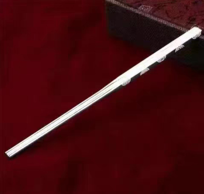 Certified 70g Solid 999 Sterling Silver A Pair Chopsticks Family