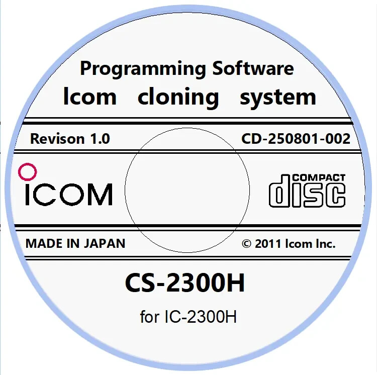 Icom CS-2300H Programming Software Revision 1.0 for Icom IC-2300H