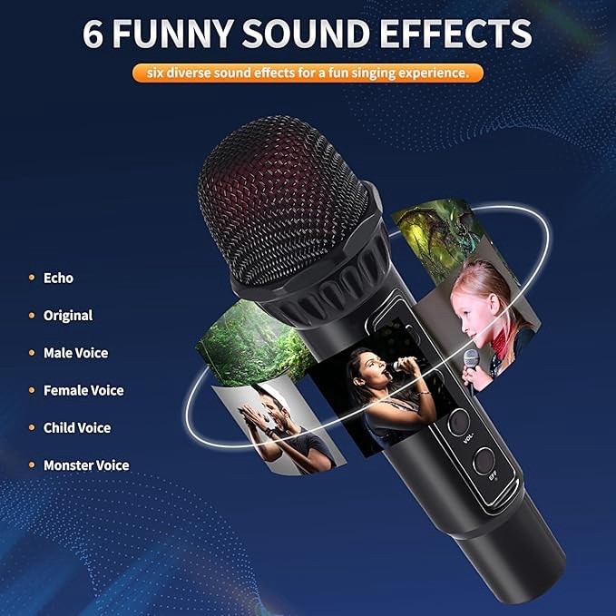 Karaokee Machine 2 Mics Bluetooth Speaker Wireless USB Sound Effect Light