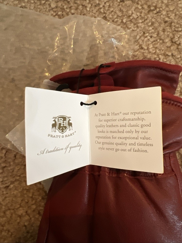 Pratt & Hart Leather Mittens Red XL NWT