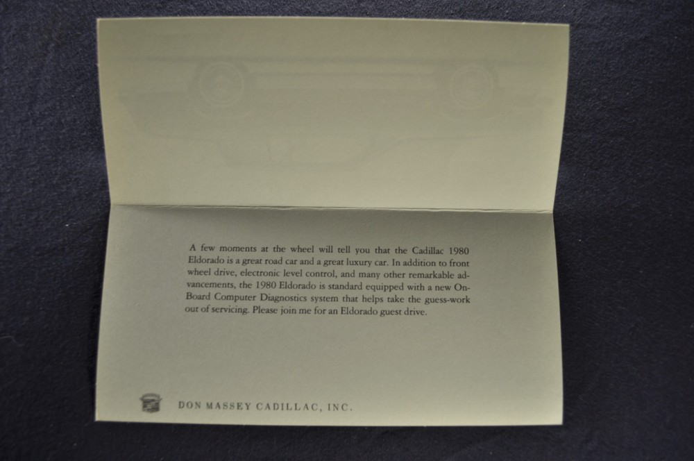 1980 Cadillac Eldorado Coupe Invitation Brochure Folder Excellent Original 80