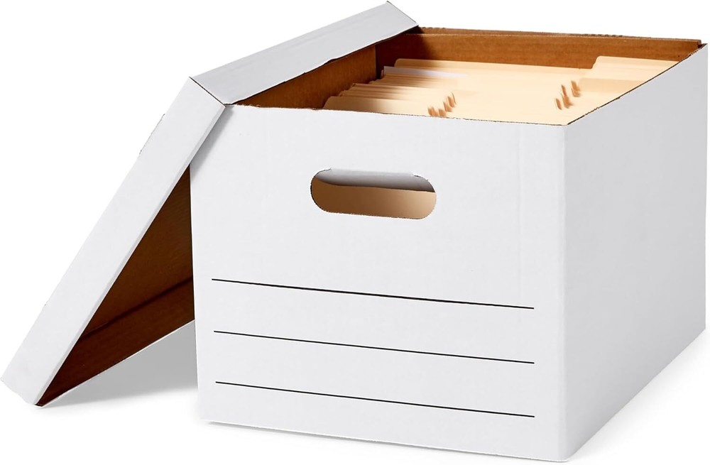 Storage and Documentation Box with Lid and Handles, Basic, 20-Piece, White