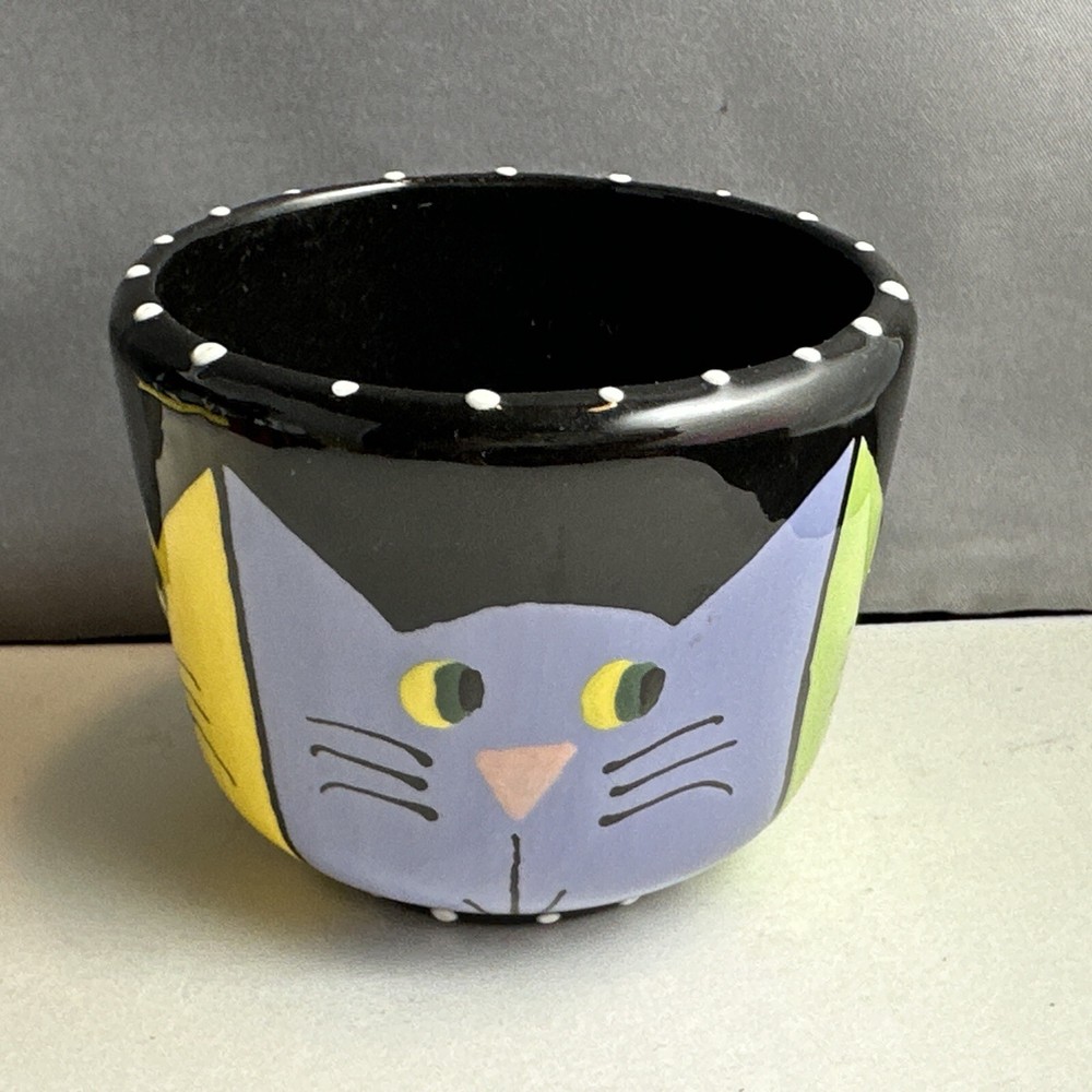 Small Cat Cup/ Pot Signed D Grant