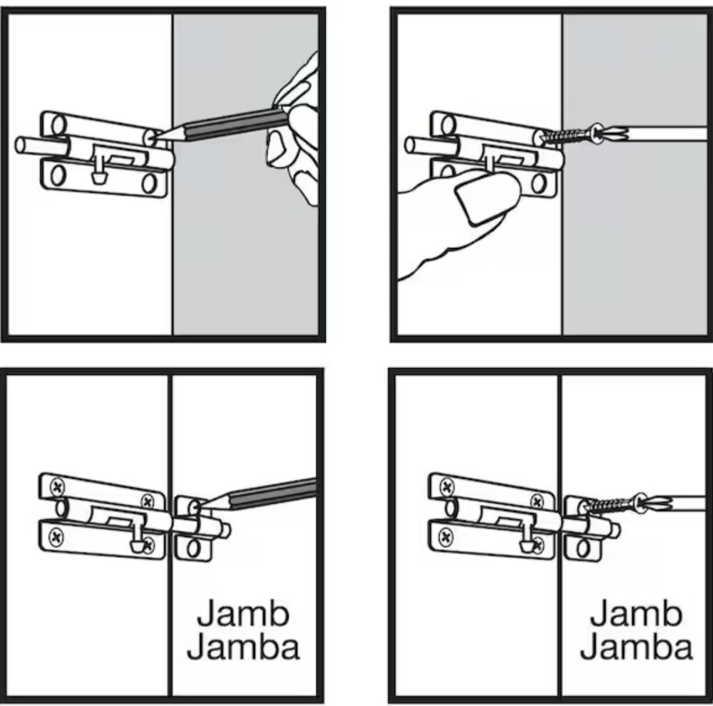 2in White Window Bolt Cabinets/Doors/Gates