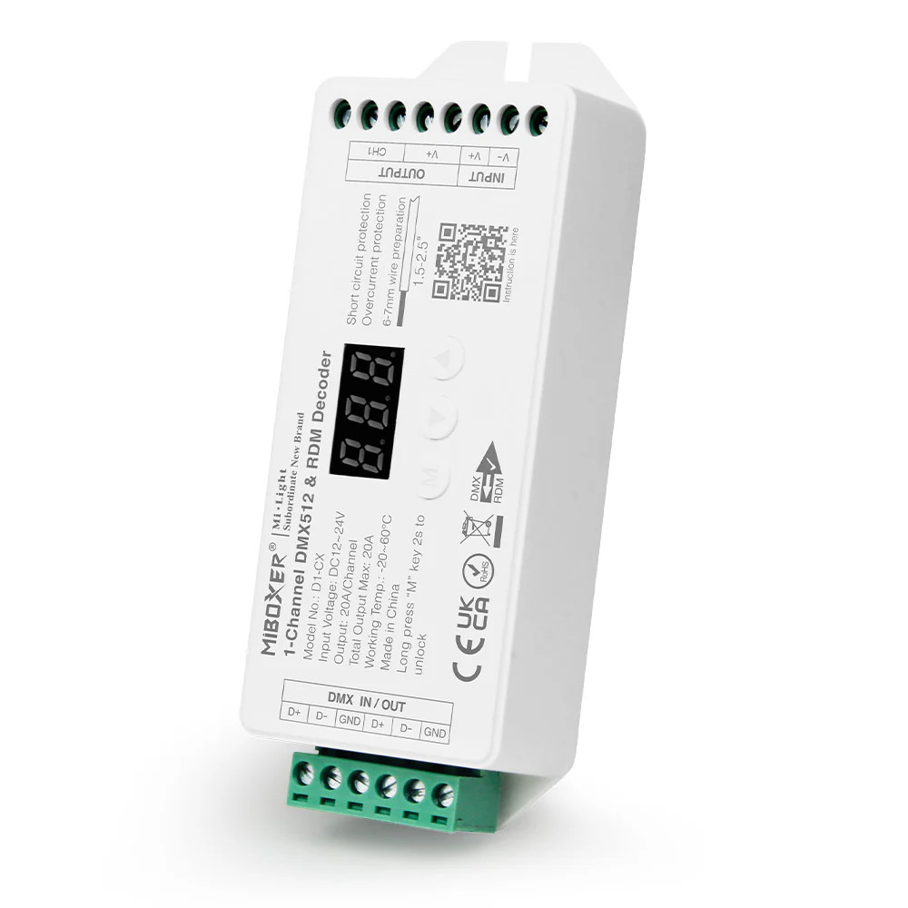 D1-CX - DMX512 1-Channel Constant Voltage DMX512 & RDM Decoder