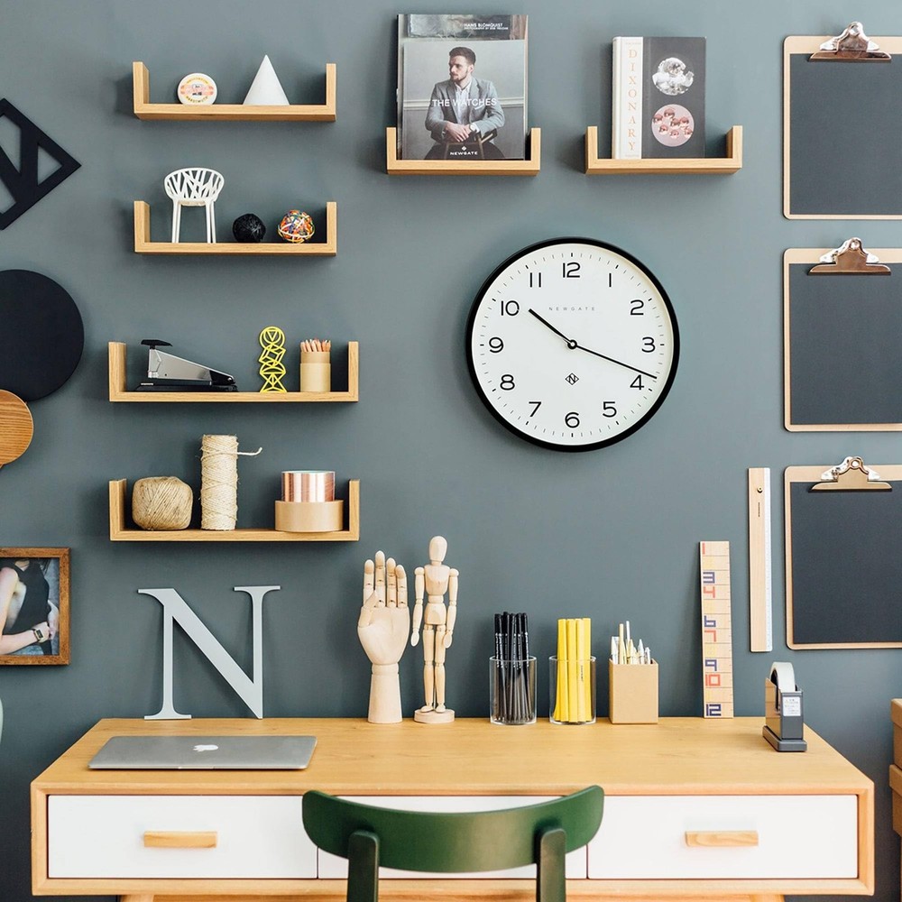 NEWGATE® Number Three Echo wall Clock | Modern Round Clock | 37cm | Black |