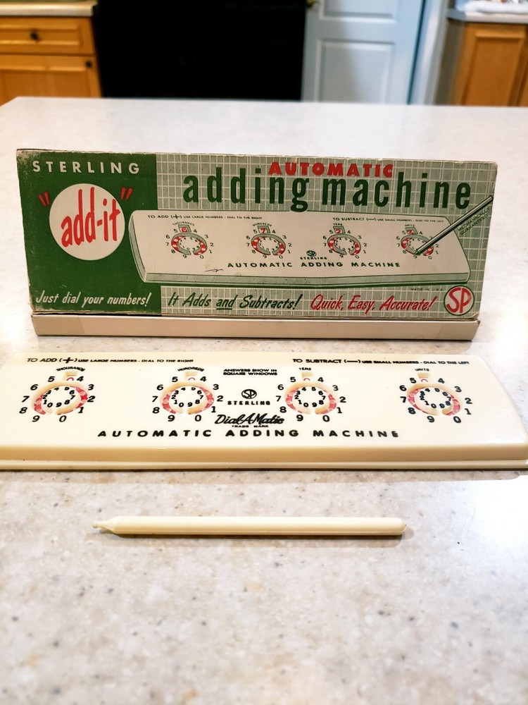 Vintage Adding Machine Sterling Automatic Adding Machine No. 565 With Pick & Box