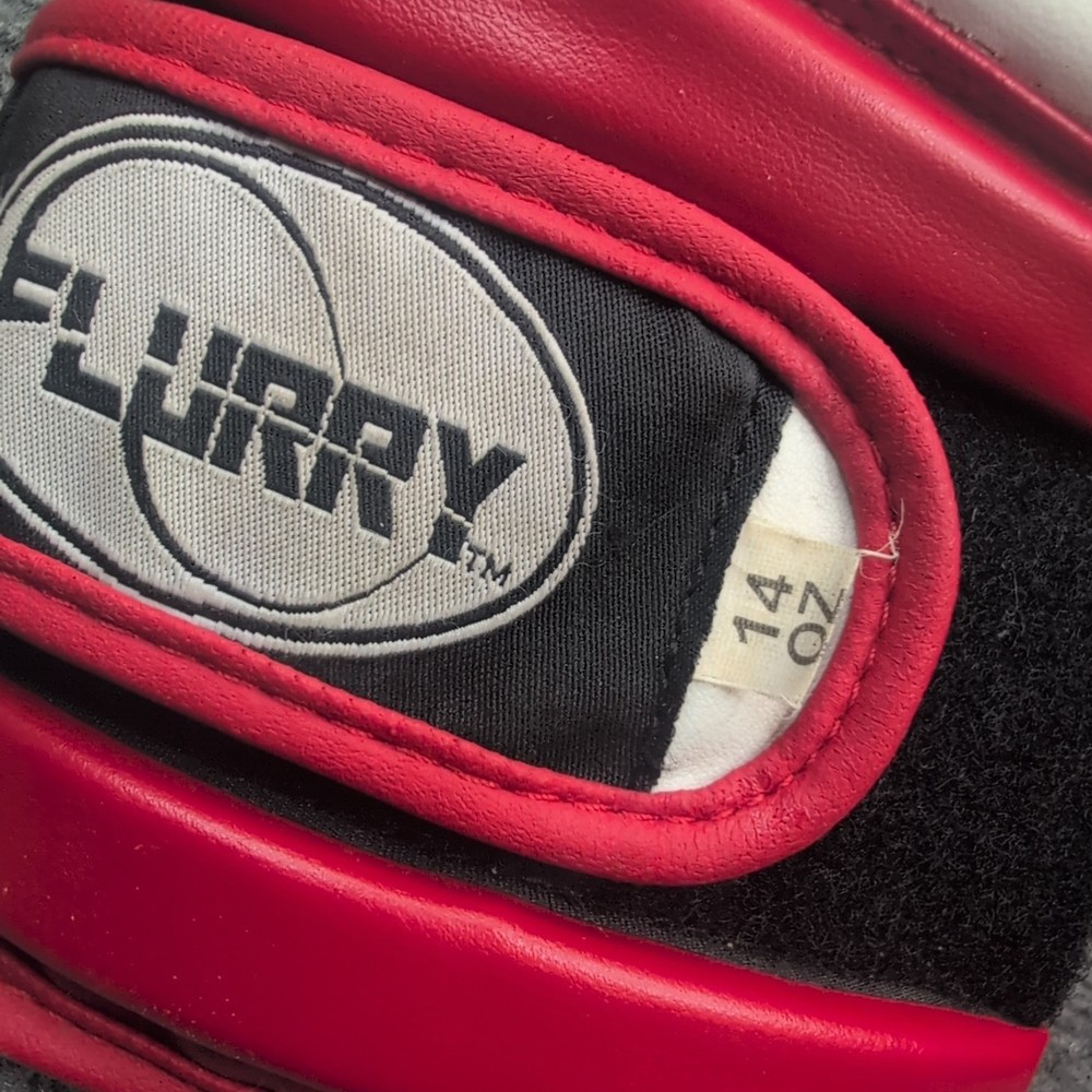 Flurry Boxing Gloves 14oz Red White Training Sparring Hook Loop Closure